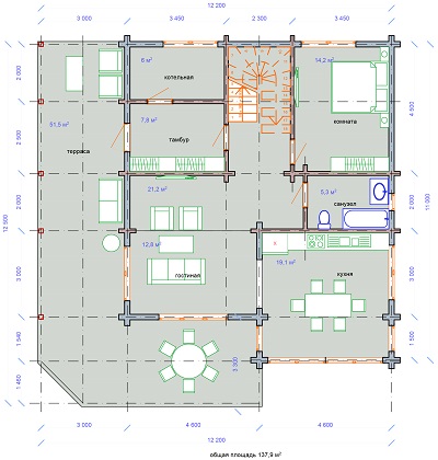 Дом (план 1 этажа)